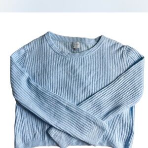 Blue Rain Light Blue Ribbed Crewneck Sweater